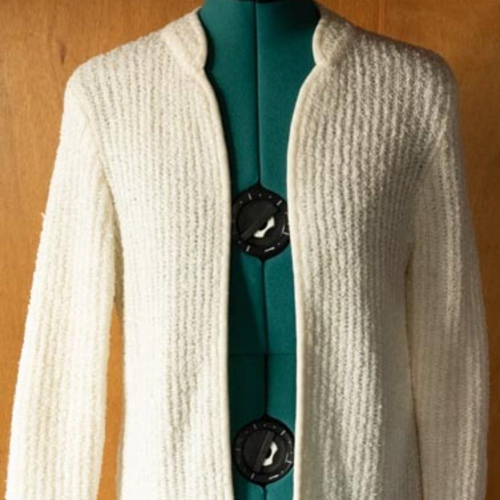 Goudchaux Maison Blanche ? Cream Boucle Knitted Cardigan Sweater womens M/L - Picture 1 of 13